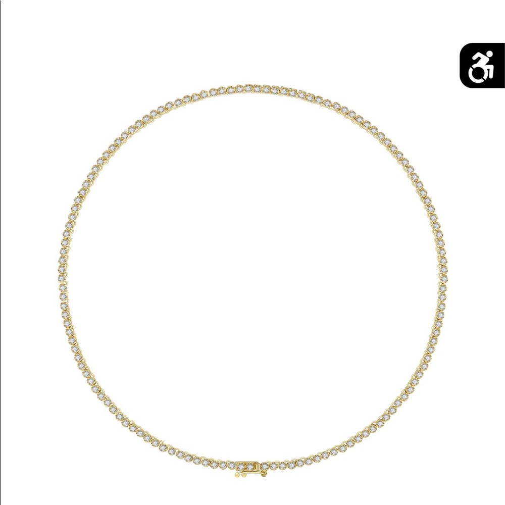 Casita Jewelry The Petite Plated Tennis Necklace CZ 16”